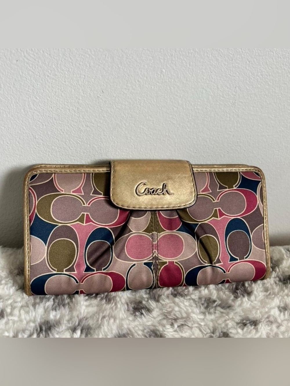 Vintage Coach Multi Colour Ashley Scarf Print Wallet